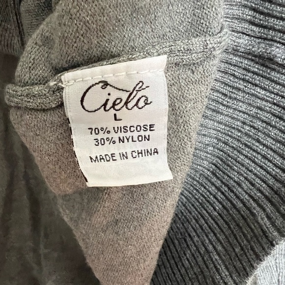 Cielo Women’s Cardigan Knit Sweater Long Sleeve Open  Front Size‎ L Grey Neutral - Picture 4 of 5